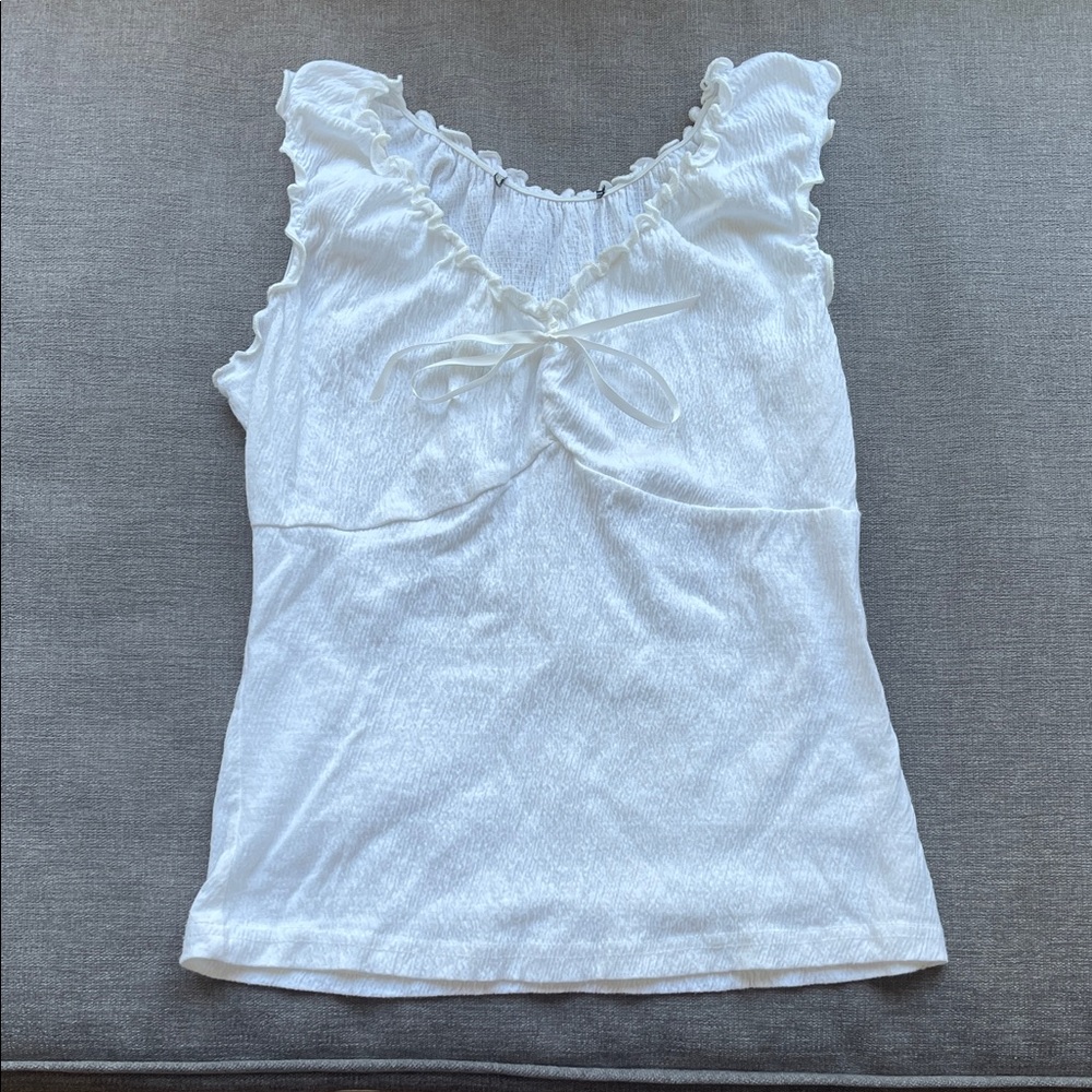 Brandy Melville White Ruffle Blouse
